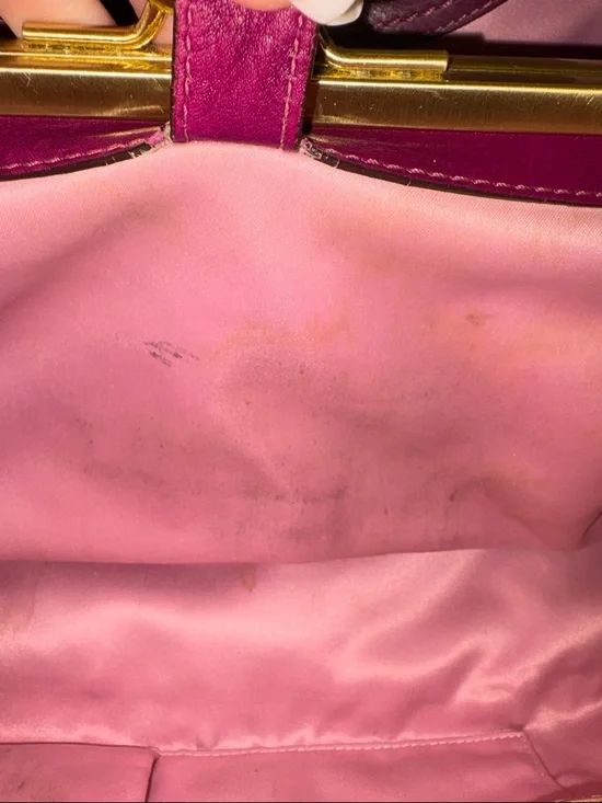 Coach Ergo Magenta Pleated Leather Shoulder Bag with Kiss-Lock Frame - Picture 12 of 14